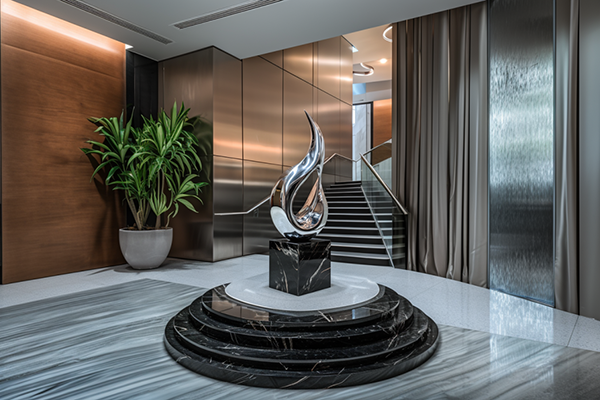 Elegant Stainless Steel Flame Sculpture for Interior Decoration